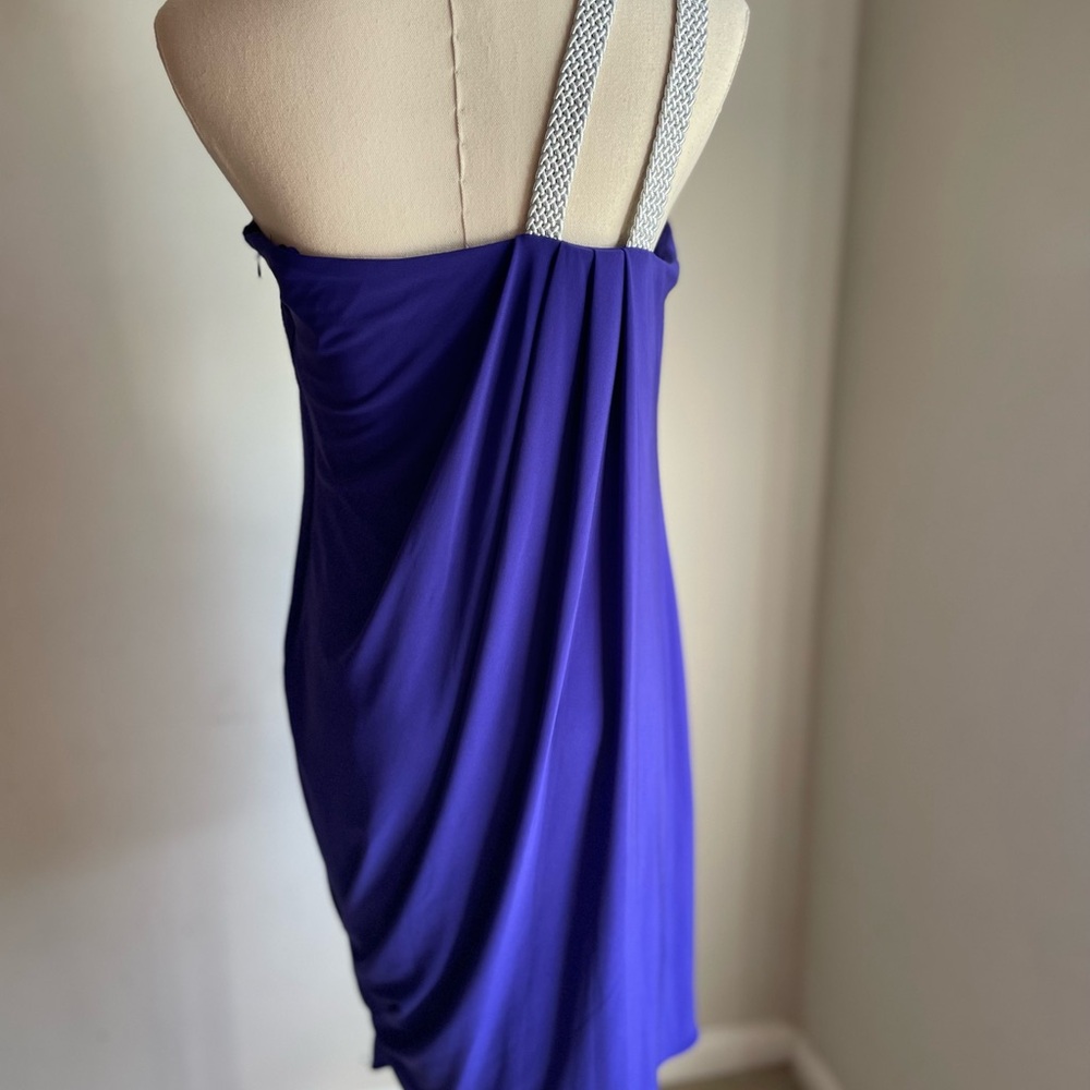S Badgley Mischka Dress, Mack & James. One Shoulder Purple View 5